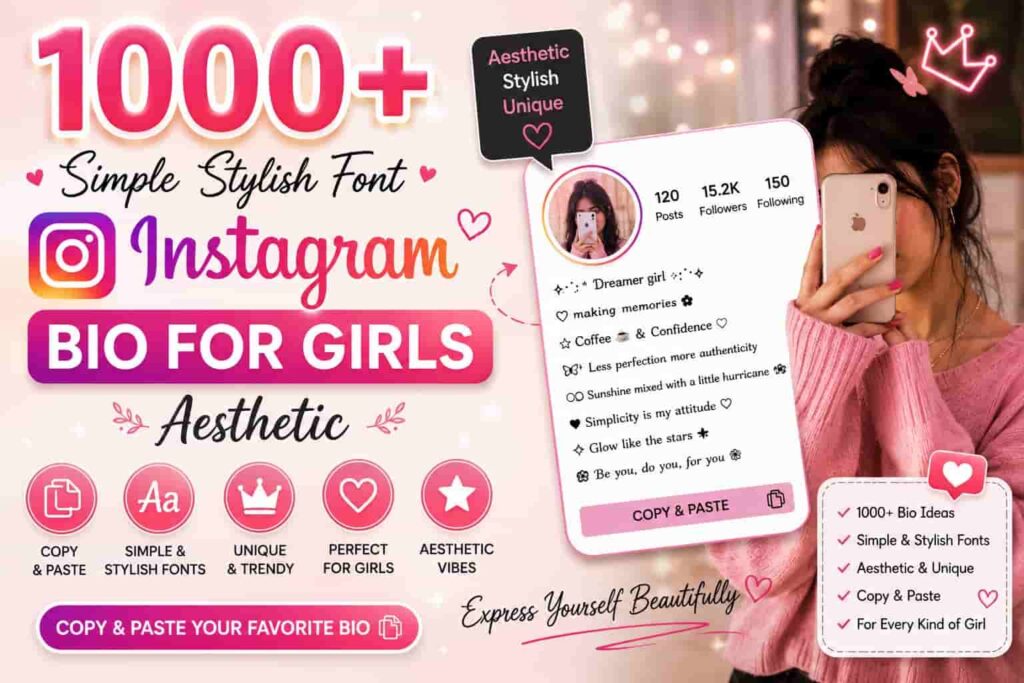 1000+ simple stylish font instagram bio for girls aesthetic copy and paste