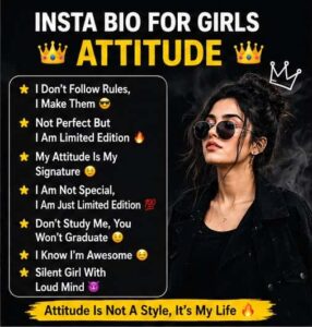 Insta Bio for Girls Attitude